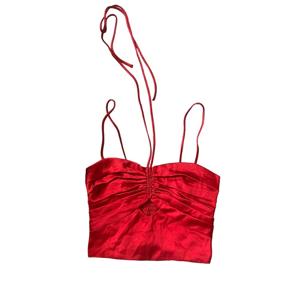 Express Edition Red Satin Bustier Crop Top with Cut Out Size  XS
